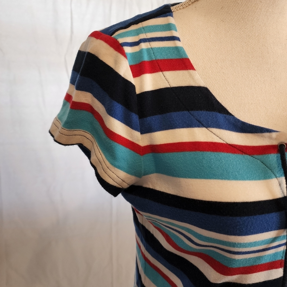 CHAPS Women's Stripped Lace Up Tee - Picture 8 of 11